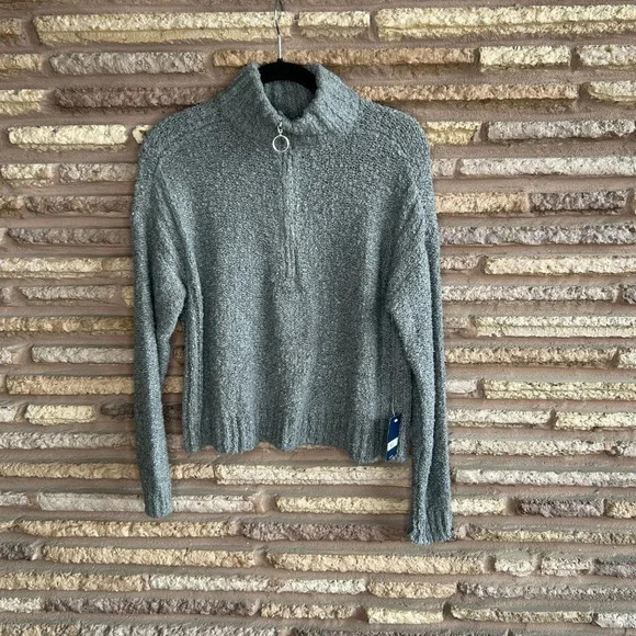 Lucky Brand Gray 1/2 Zip Casual Henley Cotton Blend Sweater NWT Size Small - Picture 6 of 6